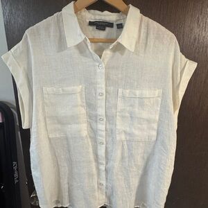 Marc New York Linen Button-Up Shirt - White